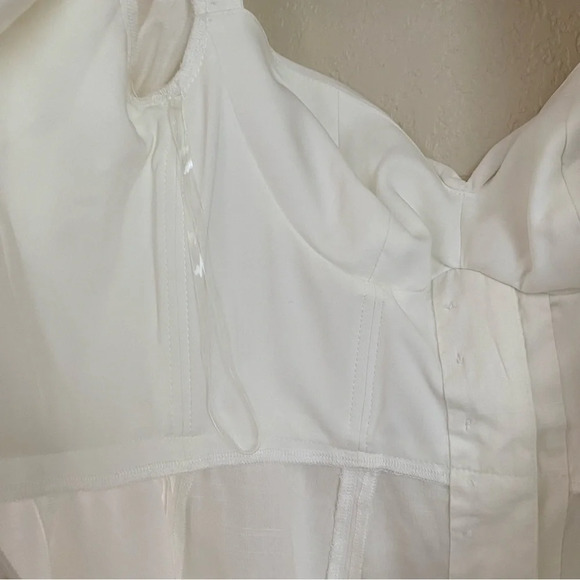 House of CB 'Ellery' Linen Puff Sleeve Sundress midi white‎ NWOT M - Picture 12 of 16